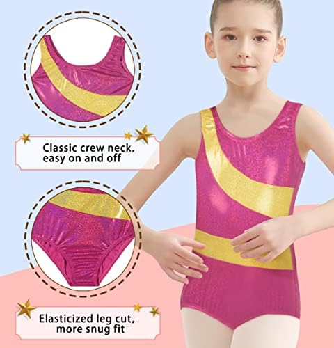 התעמלות בגדי גוף עבור בנות נוצץ מתגלגל ריקוד בגדי גוף ילדים 2-10 שנים