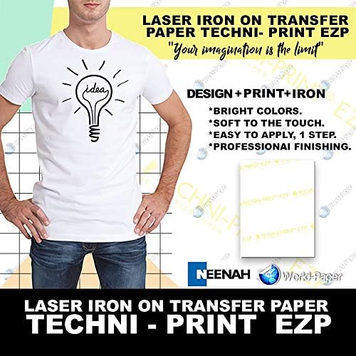 Techni Print EZP - נייר העברת חום לייזר 8.5 X11 50 גיליונות