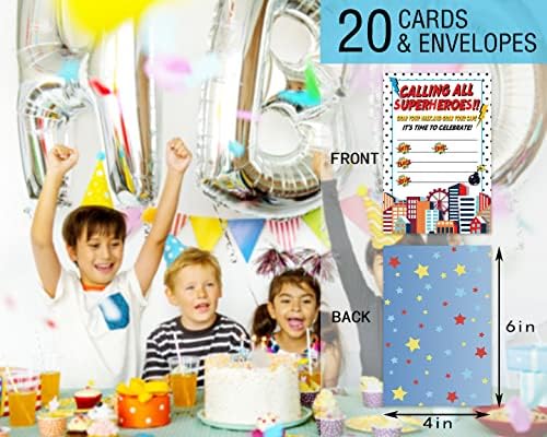 Goxfoc מתקשר לכל גיבורי העל לילדים הזמנות למסיבת יום הולדת עם מעטפות 20 חבילות, חברים לילדים ילדים מסיבת