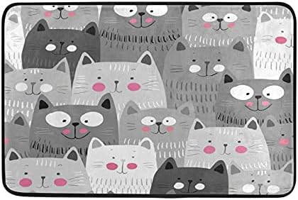 אפור קריקטורה חתול חתלתול שפשפת אמבטיה שטיחים רך אמבטיה ללא שטיחים להחליק, רחיץ כיסוי רצפת