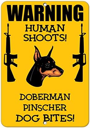 Doberman Pinscher Dog Human Shots Funthy Signvinyl מדבקה מדבקה 8