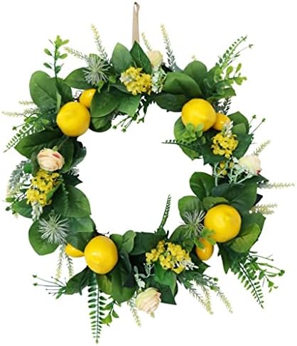 ג'הה לימונים זר זר פרי אביב עם לימונים מלאכותיים פרחים ועלים ירוקים לדלת הכניסה, קיר, תפאורה ביתית