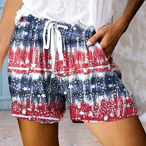 מכנסיים קצרים פטריוטיים של Ruiruilico לנשים קיץ מזדמן 4 ביולי מכנסיים קצרים ברגליים רחבות
