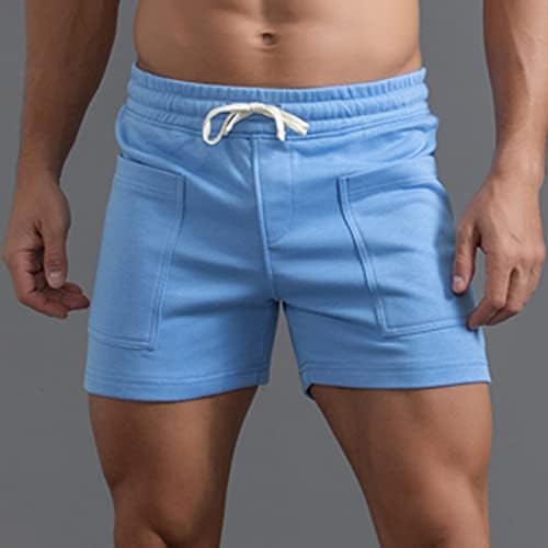 Miashui שנה גברים קיץ צבע אחיד בכיסים גדולים מכנסיים כיס שרוך ספורט מזדמן רופף רצועת מכנסיים קצרים