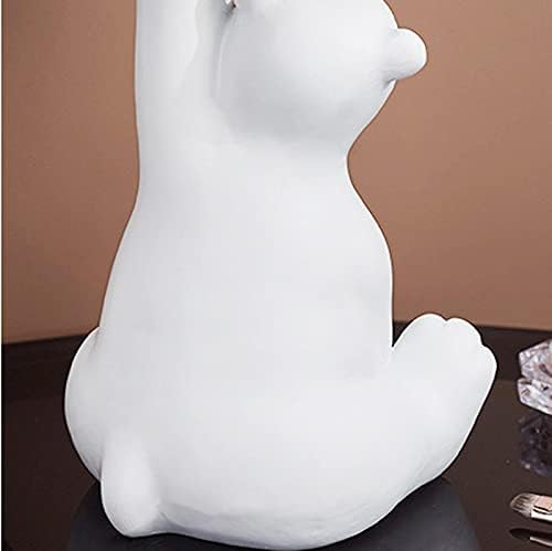 Qligha Pearlead שרף פסל דובי קוטב עם מגש מתכת של בעלי חיים קישוט פסלון קישוט