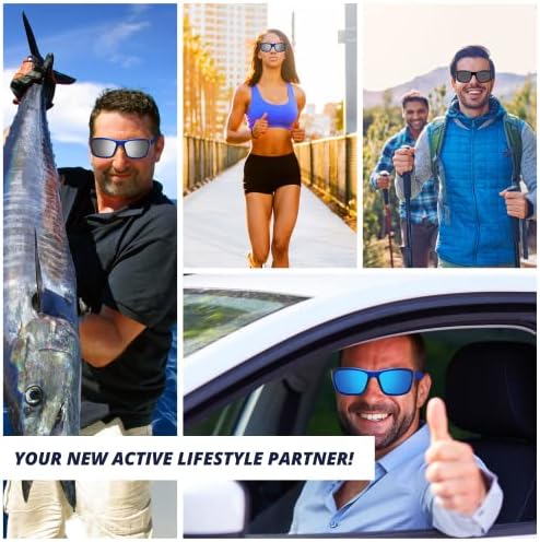 משקפי שמש מקוטבים בגזרה כחולה להגנה מפני קרינה אולטרה סגולה לגברים ונשים, לדיג, ספורט ונהיגה