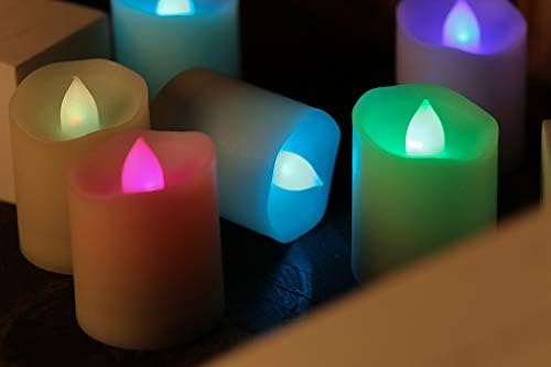 נרות נדרים ללא להבה, אור מהבהב בשלט רחוק צבעוני - נרות המופעלים באמצעות סוללה לחתונה, חג האהבה, חג