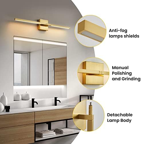 גופי תאורת יהירות אמבטיה מזהב-30 אינץ ' אורות קיר יהירות מודרניים מסתובבים לחדר אמבטיה עם 3500