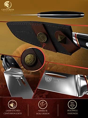 סכין סנטוקו דלסטרונג - 7 אינץ '- סדרת סנטוריון - סכין מטבח ידית גרם 10-צרור חד כתער עם סכין קילוף