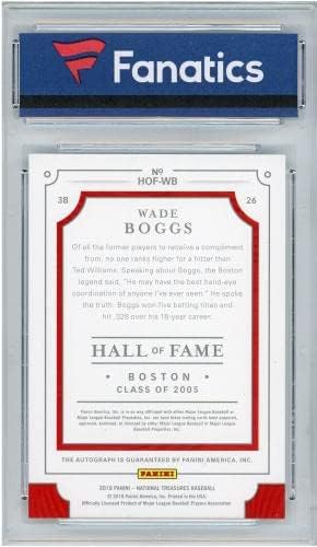 Wade Boggs Boston Red Sox חתימה משנת 2019 Panini Treasures Nation
