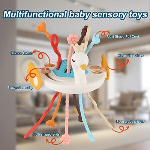 צעצועים חושיים של LZZAPJ לפעוטות 1-3, צעצועי מונטסורי לילד בן שנה, ברבור תינוק מושך צעצועי מושב מכונית מיתר