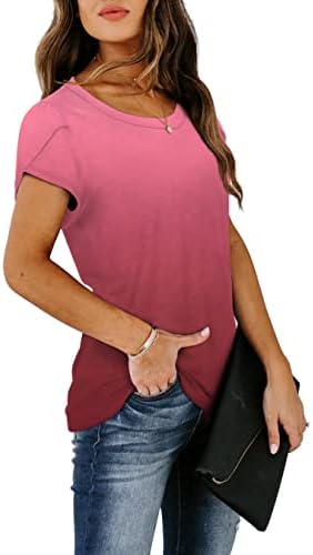 חולצת טי עם שרוול קצר לנשים עם צוואר עגול קל משקל
