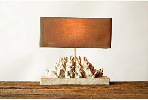מנורת שולחן ארנב מסוידת בשיתוף פעולה יצירתי עם גוון פשתן בצבע חול, 14 אינץ 'על 5.5 אינץ ' על 13 אינץ'
