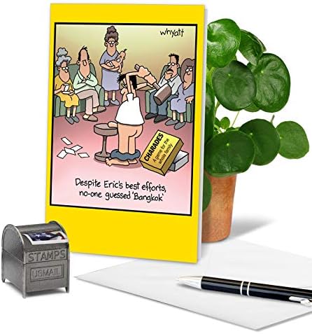 בנגקוק-משחק לוח מצחיק כרטיס יום הולדת עם מעטפה-משחק משפחתי הומור למבוגרים, נייר מכתבים קומיקס לגברים,
