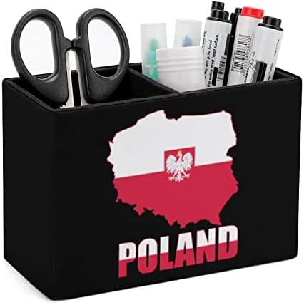 פולין מפת דגל עור מפוצל עיפרון מחזיקי תכליתי עט כוס מיכל דפוס מארגן שולחן עבור משרד בית