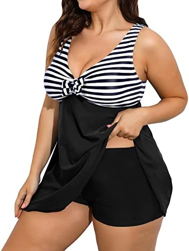 DACI Plus Size Swim שמלה שני חתיכות טנקיני בגדי ים זורמים עם נשים עם בנים