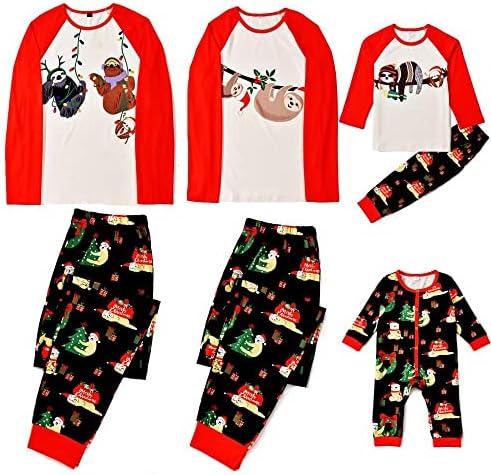 XBKPLO סט של פיג'מה לחג המולד, מכנסי פיג'מה משפחתיים מכניסים מתנות זוגות לחבר הורה-ילד נשים תלבושת אמא