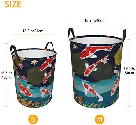דגי קוי קרפיון לשחות בבריכה גן דגל בגדי תיק עם ידיות כביסה אחסון סל בגדי צעצועי שינה אמבטיה בינוני