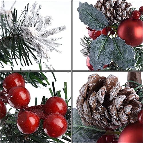 LKXHARLEYA 2 PCS בחירות אורן מלאכותיות לחג המולד עם גבעולי פירות יער אדומים לעץ חג המולד קישוט זר חג המולד