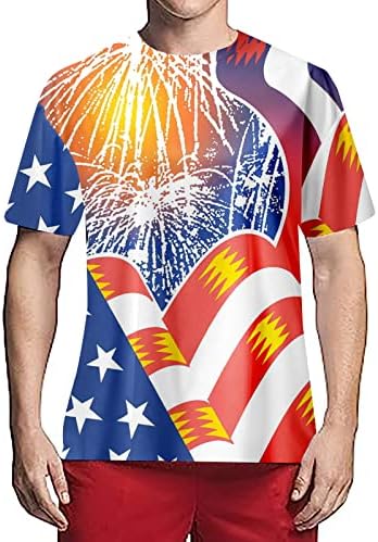 BMISEGM קיץ גדול חולצות T לגברים גברים ארהב דגל ארהב דגל חולצה פטריוטית אמריקאית שרוול קצר עצמאות חולצות
