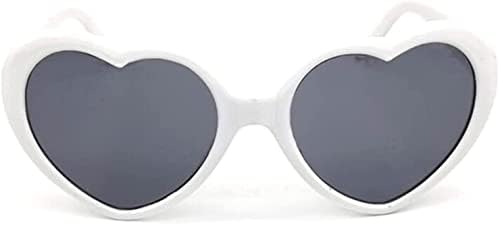 3 ד מיוחד לב עקיפה משקפיים עם לבבות זיקוקין עקיפה לב בצורת משקפי שמש יצירת אווירה רומנטית, לבן נחמד