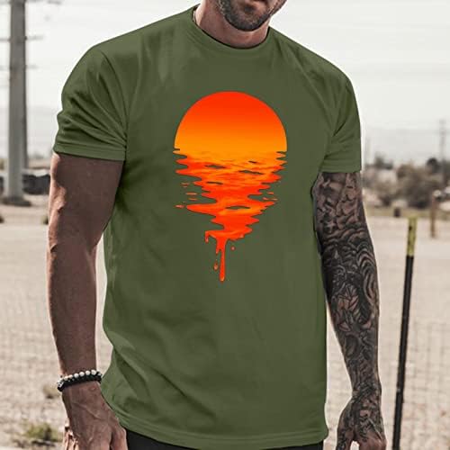 חולצות טריקו של שרוול קצר של XXBR Mens Shoce Shume Sunset Sunset אגם שטח הדפסה מפעיל אימון ספורט ספורט צווארון