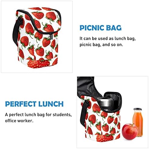 קופסא ארוחת צהריים לנשים, קופסא ארוחת צהריים לגברים, שקית אוכל קטנה, מופשט אדום פירות תות דפוס