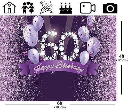 בלימס גליטר סגול בלוני 60 מסיבת יום הולדת רקע שמח יום הולדת 60 תמונה רקע נשים שישים יום הולדת עוגת שולחן