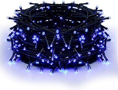אורות מיתרים לחג המולד 220 LED כחול 25 מ '82ft, 8 מצבים נצנוץ אורות מקורה מקורה קישוט חיצוני