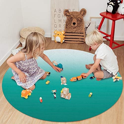 שטיח שטח עגול גדול לחדר שינה בסלון, שטיחים 3ft שאינם החלקה לחדר ילדים, ציאן טורקיז שיפוע שטיחים שטיחים שטיחים לחדר