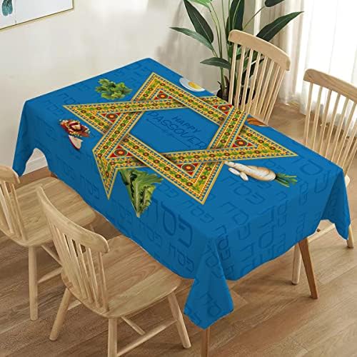 מפת שולחן חג הפסח היהודי פסח פסטיבל חג מסיבת קישוט מגן דוד בית מטבח אוכל חדר שולחן דקור-60 אורך 84 אינץ