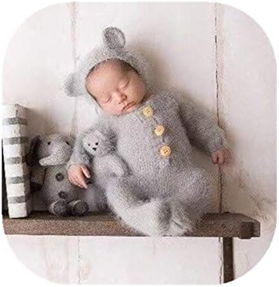 קוברלוס יילוד צילום אבזרי תלבושות אנגורה דוב כובע & מגבר; רגל רומפר עבור תינוק אבזרי תמונה יילוד
