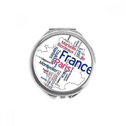 מילות עיר שם צרפת סימן מפת יד קומפקטי מראה עגול נייד כיס זכוכית
