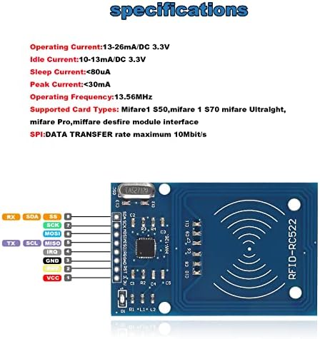 DIITAO 5 יחידות RFID ערכת MIFARE RC522 מודול קורא RF IC Card Module עם S50 כרטיס לבן+טבעת מקש