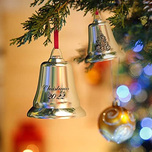 UUC 2022 קישוטי פעמון חג המולד, פעמוני מזחלת חג המולד, פעמונים חרוטים מכסף גדול לעץ חג חג המולד