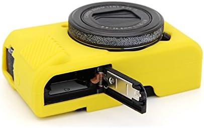 קייס סיליקון מצלמה גומי כיסוי מגן עור עבור קנון פאוורשוט ג7איקס מארק השני מצלמה דיגיטלית + בד מיקרופייבר-צהוב
