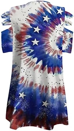 4 ביולי טוניקות דגל אמריקה לנשים מסתירות חולצות בטן קיץ לחג מזדמן כפתור שרוול קצר למעלה חולצות