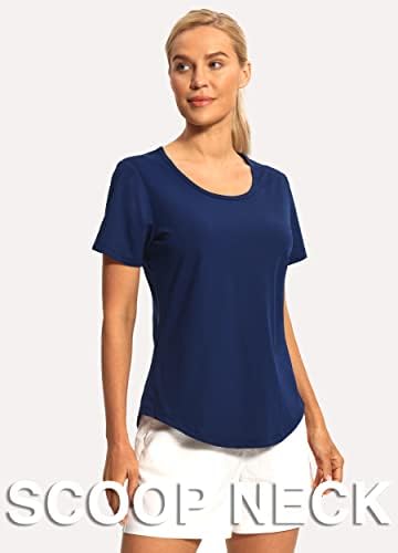 חולצות אימון של Hiverlay לנשים שרוול קצר צוואר צוואר צוואר
