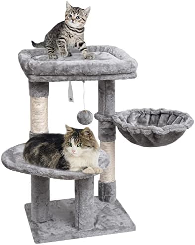 עץ חתול קטן של סיאנדלבי לחתולים פנימיים, מגדל חתולים מודרני עם עמוד גירוד לגורים, מעמד טיפוס עם סל