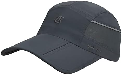RRVANE מתקפל UPF50+ כובע הגנה מפני שמש, כובע בייסבול מהיר יבש כובעי ספורט חיצוניים מתכווננים לנייד