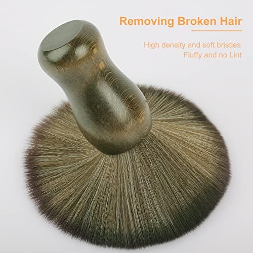 מברשת ספר מספרה, דסטר צוואר ספר לחיתוך שיער, מנקה מברשת שיער מקצועי עם אספקת ספר ידית עץ