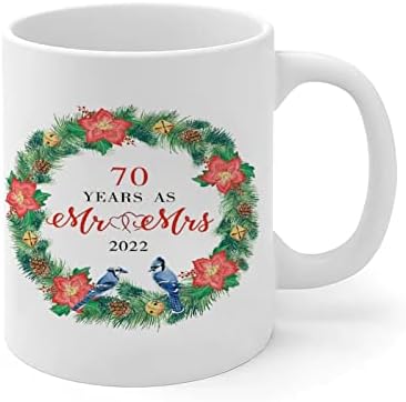 ספלי קרמיקה 70 שנה כמר וגברת 2022 זר ספלי קפה חג המולד לשנה החדשה חג מעוצב ספל מדומה כוס לבנה