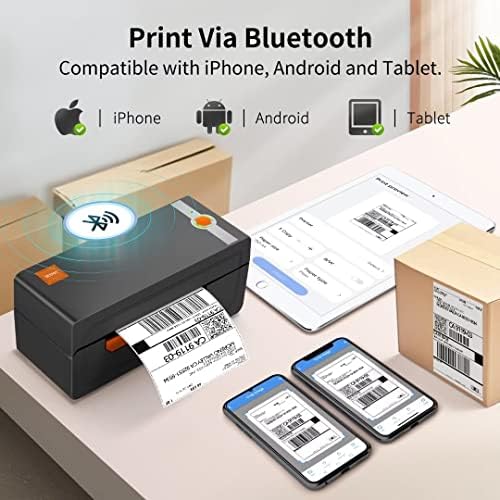 מדפסת תווית תרמית של YVF Bluetooth, מדפסת תוויות משלוח 4x6 לחבילות משלוח, התואמות ל- iOS, אנדרואיד, מחשב, מק,