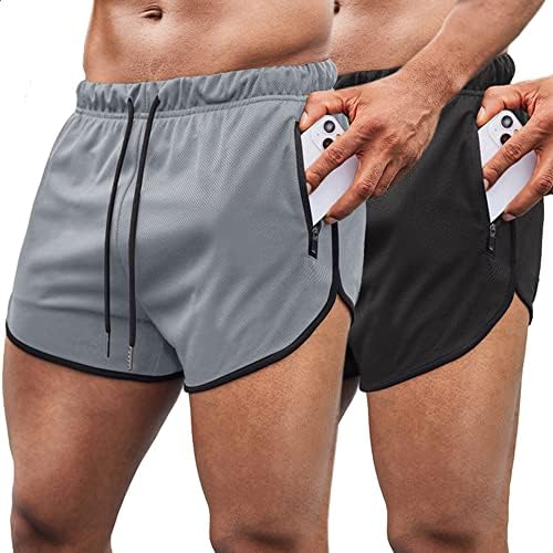 COOFANDY MES 2 Pack Pack Waloce מכנסי מכנסיים קצרים בגודל 3 אינץ 'מכנסיים אתלטים עם כיסי רוכסן