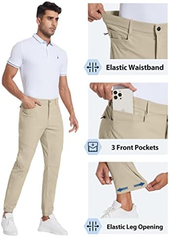 מכנסיים של גולף גולף של Puli גברים עם מכנסיים עם 4 כיסים אטומים למים כושר טיולים רגליים מכנסי