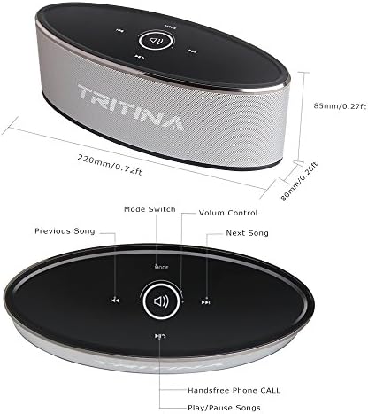 טריטינה רמקול אלחוטי סטריאו HD צליל, בקרת מגע עם אור אופנה, רמקול Bluetooth מובנה מיקרופון שיחות טלפון