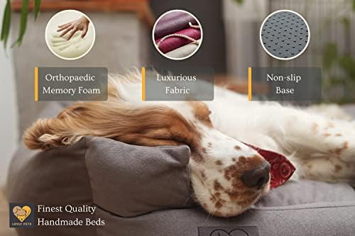 חיות מחמד של Luvly מיטת כלבים יוקרתית - כרית מילוי קצף זיכרון אורטופדי - כיסוי כותנה רחיץ ונשלף -