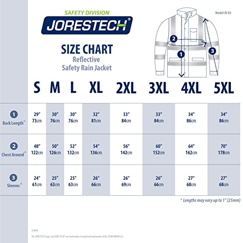 ז'קט הגשם הבטיחותי של Jorestech ראות גבוהה צהוב/סיד ANSI Class 3 JK-03