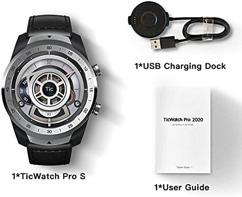 Ticwatch Pro S Smartwatch עם זיכרון זיכרון RAM של 1 ג'יגה-בייט 2-30 יום חיי סוללה GPS מובנים IP68 אטום למים