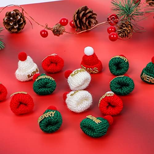 Souarts 605 PCS ערכת איש שלג לחג המולד כפתורי איש שלג מיני איש שלג כובעים סריגים כפתורים שחורים זעירים כפתורי